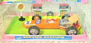 1971 Vintage Ahi Brand Shell Service Station Race Car Play Set 5115