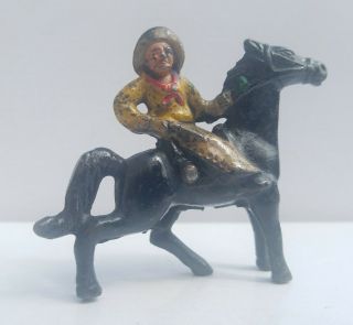 Cowboy On Horse W/ Gun Drawn Grey Iron Barclay Manoil