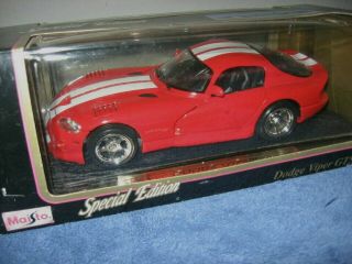 1996 Dodge Viper Gts Red/white 1:18 Special Maisto Opening Hood Doors & Rear