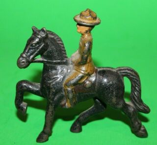 Vintage World War 1 Cast Iron Army Military Soldier On Mounted Horse
