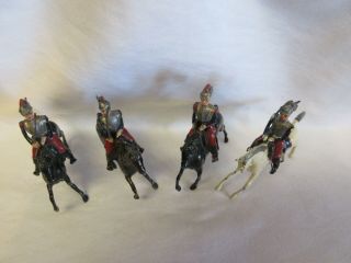 4 BRITAINS Lead French Cuirassier Mounted Cavalry Soldiers MADE IN ENGLAND 2
