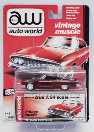 Auto World 1961 Ultra Red Dodge Dart Phoenix True 1:64 Scale Vintage Muscle