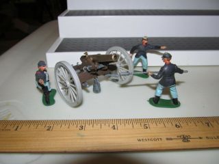 Vintage Britains Swopett American Civil War Union Cannon And 3 Figures
