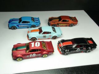 5 Hot Wheels 1970 Chevy Chevelle Ss - Gulf,  Blue,  Dark Orange,  Edelbrock,  Red