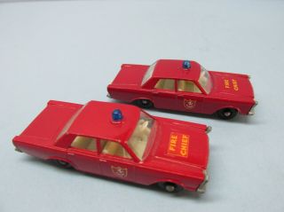Matchbox Reg Wheels Two 59c Ford Galaxie Fire Chiefs Red / Label & Decal Hood