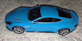 1/24 Scale Aston Martin Vanquish Diecast Model Sports Car - Welly 24046 Blue