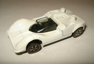 Vintage 1968 Hot Wheels White Chaparral 2g Redline Mattel Usa Lift Up Rear Hood