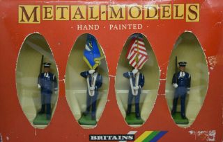 Vintage Britains U.  S.  Air Force Colour Party 7307 Metal Models 1:32