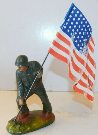 Old Jh Miller Plaster 1950 Dimestore,  U.  S.  Army Soldier Planting The Flag,  C