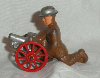 Barclay Lead Toy Soldier With His Cannon Pre War Old Estate