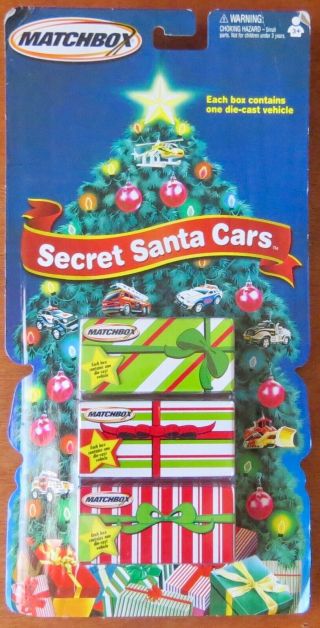 2002 Matchbox Secret Santa Cars Stocking Stuffers 3 Gift Boxes Nip Mattel