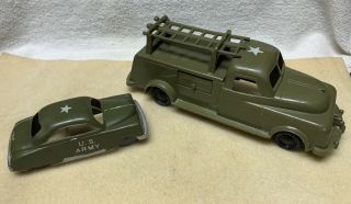 Ideal Plastic Toy Army Truck Signal Corps And Marx Army Staff Car