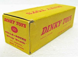 Rolls Royce Silver Wraith Dinky 551 France Empty Yellow Box Only Nm