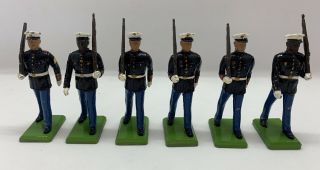 Britains Us Marines Hand Painted Metal Toy Soldiers Set 7302 54mm 1/32 Scale
