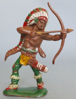 Lafredo Plastic 90mm Indian Chief With A Bow And Arrow Figure Cb2