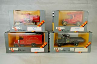 Four (4) Corgi Classics Vehicles Model T Ford - Thornycroft - Mack With Boxes
