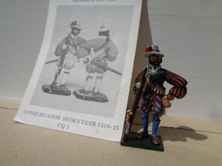 Rose Miniatures,  Spanish Conquistador Musketeer Studio Painted,  Lead 54mm,  Yy