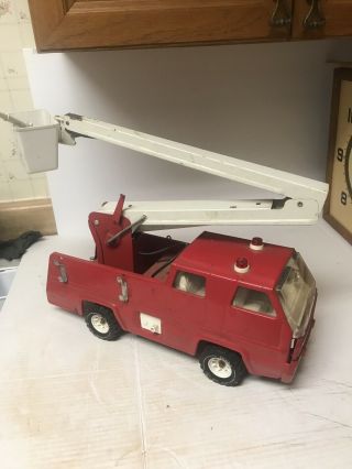 Vintage Tonka Red Fire Truck With Extending Bucket And Hose