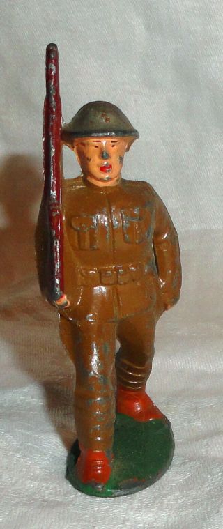 Barclay Lead Toy Soldier Marching With His Rifle From Old Estate 1930s Pre War