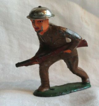 Barclay Lead Toy Soldier Creeping With His Rifle From Old Estate Pre War