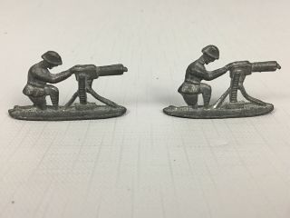 Vintage Pair 2 " Kneeling Mounted Machine Gunners Cast Metal Toy Soldiers