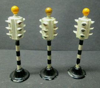 Three Vintage Dinky Toys Standing 4 Way Traffic Signal Stop Lights Nr