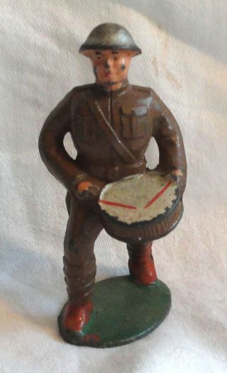 Barclay Lead Toy Soldier Marching With His Drum From Old Estate Pre War
