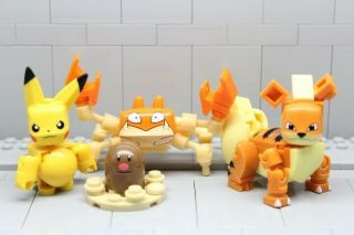 Mega Construx/bloks - Pokemon - Pikachu,  Diglett,  Growlithe,  And Krabby