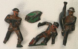 3 Barclay Manoil Lead Toy Soldiers Vintage Army Military Injured Broken