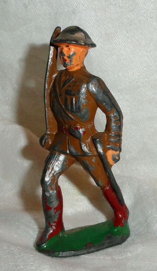 Barclay Lead Toy Soldier Marching With His Rifle & Sword From Old Estate Pre War
