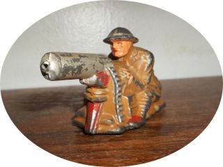 Soldier Sitting On 1 Sand Bag Large Machine Gun Barclay / Manoil