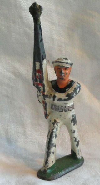 Barclay Lead Toy Sailor Marching With His Us Flag From Old Estate Pre War