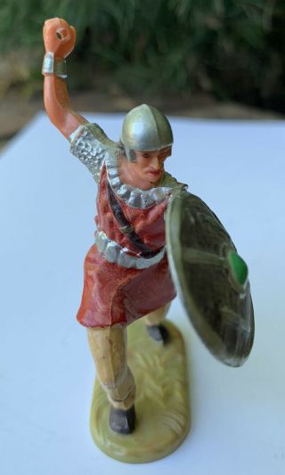 Vintage Elastolin Germany Medieval Norman With Shield Sword Missing 2.  75”