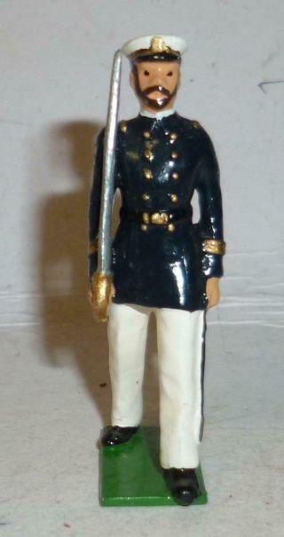 Unidentified White Metal Model Of A British Naval Officer - 54mm