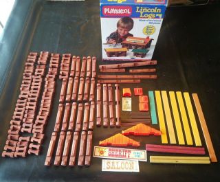 Playskool Lincoln Logs Set 886 W/ Box 1989