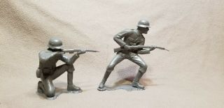 2 Pc 1963 Louis Marx 5 " Grey Plastic Wwii German Soldiers