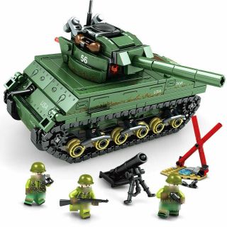437pcs Us M4 Sherman Tank Building Blocks With Army Soldiers Figures Toys Bricks