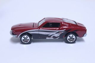 Hot Wheels Custom Mustang Red W/ Silver & Black Flames