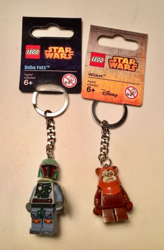 Lego Star Wars Minifigure Mini Figure Boba Fett & Wicket Keychain W/tags
