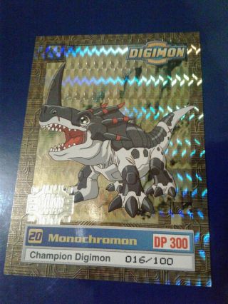 1999 Digimon Card Monochromon 22 Gold Prism Exclusive Preview 016/100
