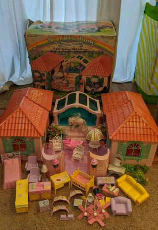 Vintage G1 My Little Pony Paradise Estate Playset Near Complete Accessories Mlp