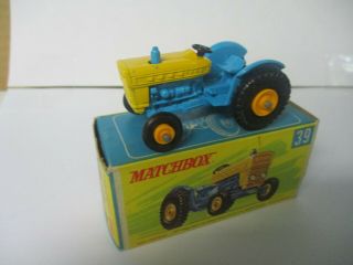Matchbox Lesney Regular Wheels 39 Ford Tractor - Lt.  Blue & Yellow,  F Box