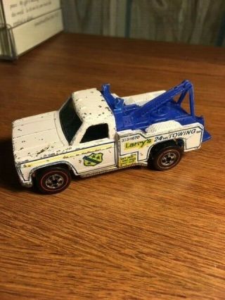 1974 Hot Wheels Redline Larry’s 24 Hour Tow Truck W/ Phone Number Hk Flying