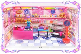 Jakks Pacific Miworld Candy Sweet Shop Store Htf Collectible Buildible Set,  Doll