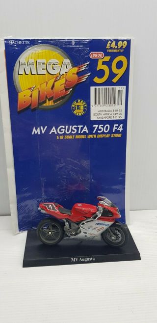 Mv Agusta 750 F4 Maisto Motorbike 1:18 Diecast Model Mega Bike Fact File Race
