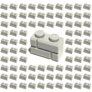 Lego 100 Light Bluish Gray 1 X 2 With Masonry Profile 98283 - Brick Wall