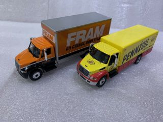1:64 Scale Greenlight Hd Trucks International Fram And Pennzoil