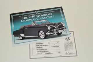Title,  Brochure Only Danbury 1:24 1950 Studebaker Champion Convertible
