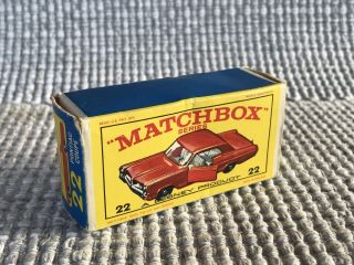 Matchbox Lesney 22 Pontiac Gran Prix Coupe Red Empty Box Only