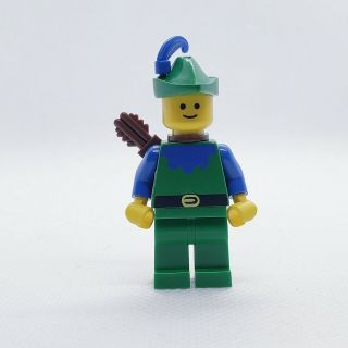 Lego 6077 Castle - Forestman - Blue,  Green Hat,  Blue Feather,  Quiver Mini Figure